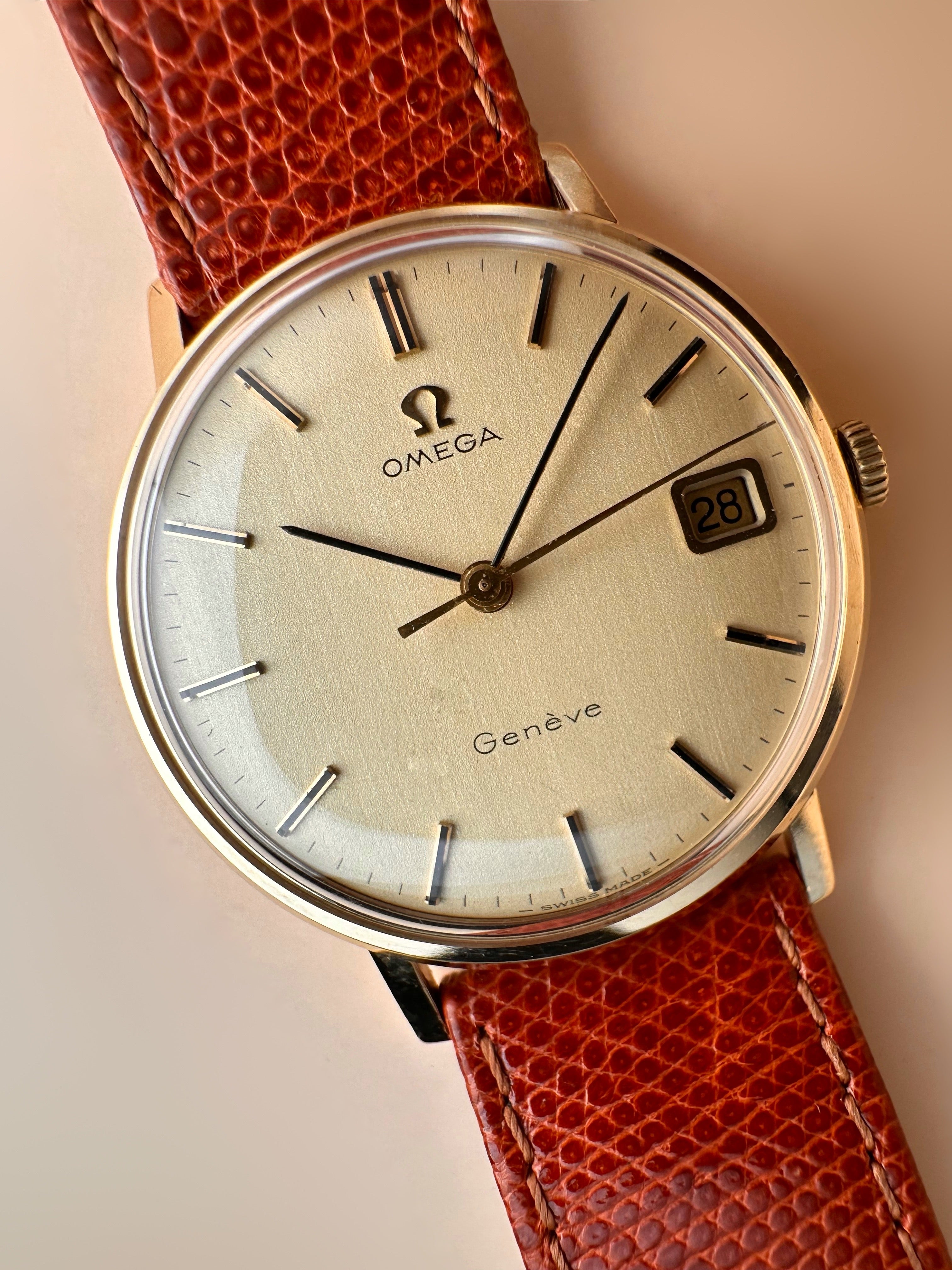 Gents Omega Genève Date Solid 9ct Yellow Gold Case REF:131.5016 Manual Wind With Date Shackman & Sons English Case