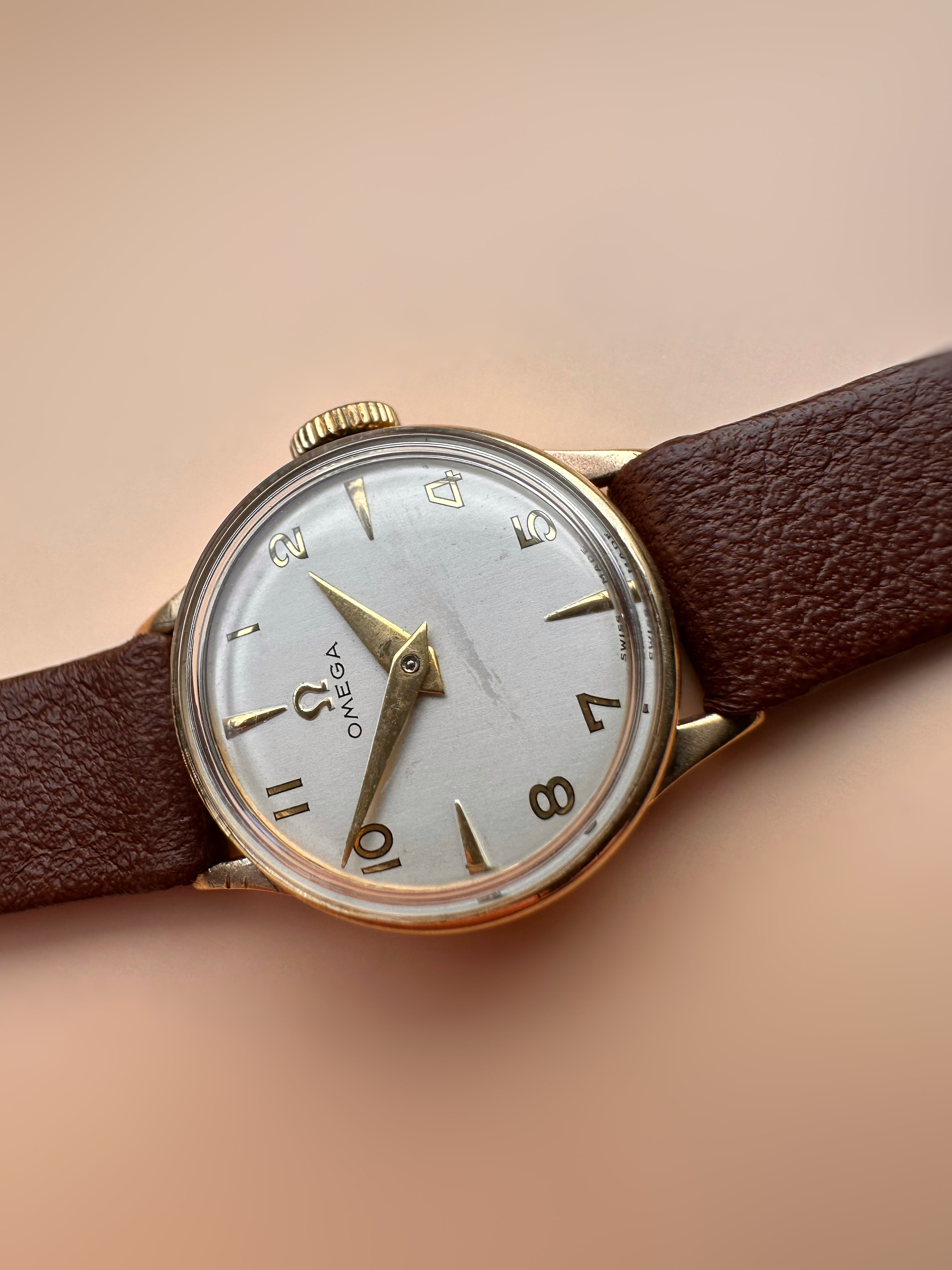 Lovely Ladies Solid 9ct Yellow Gold Dennison Case Omega Manual Wind Dress Watch  60s