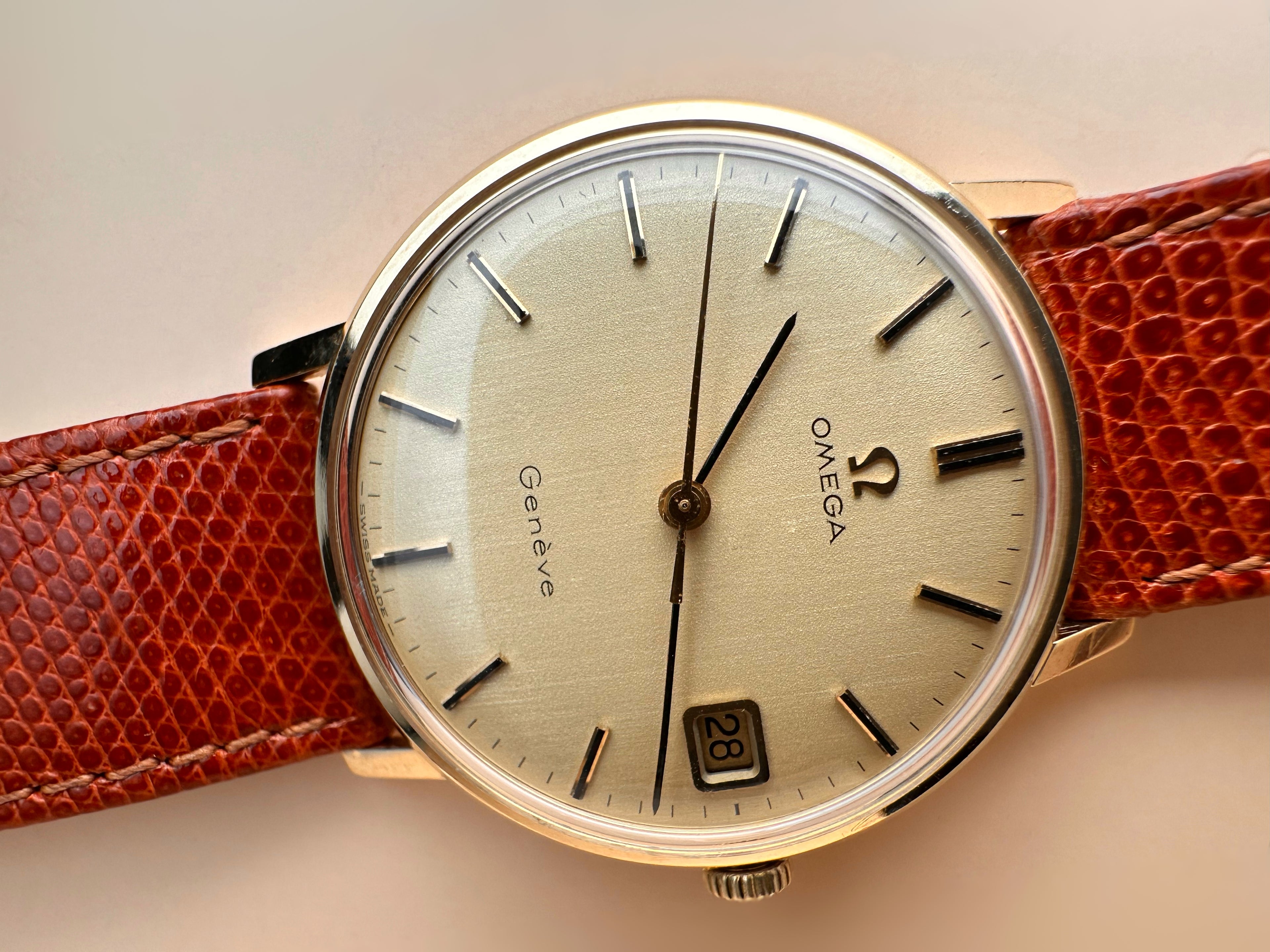 Gents Omega Genève Date Solid 9ct Yellow Gold Case REF:131.5016 Manual Wind With Date Shackman & Sons English Case
