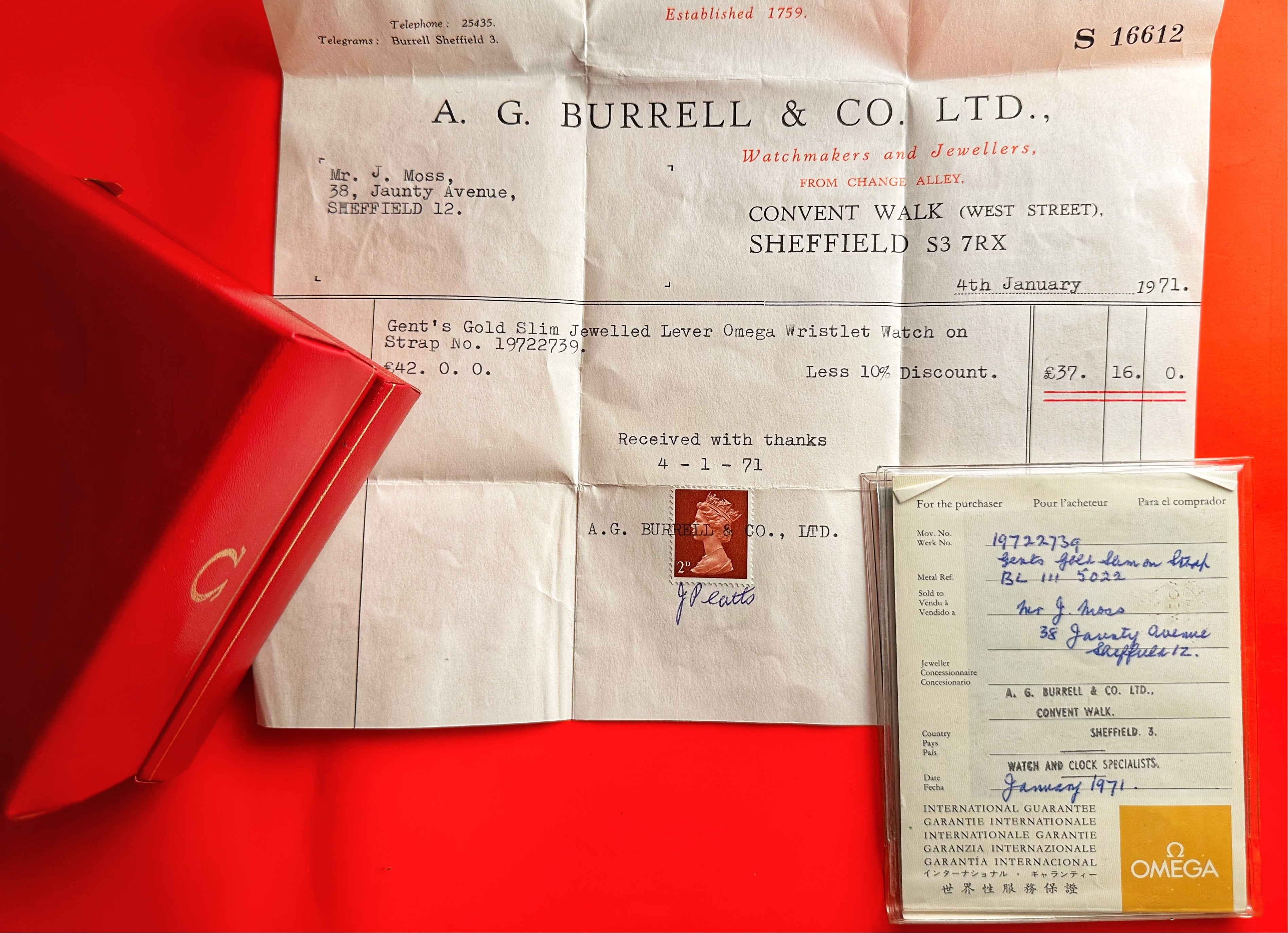 Fabulous 1960s Full Set - Vintage Omega Solid 9ct Yellow Gold Gents Dress Watch with Solid 9ct Gold Buckle