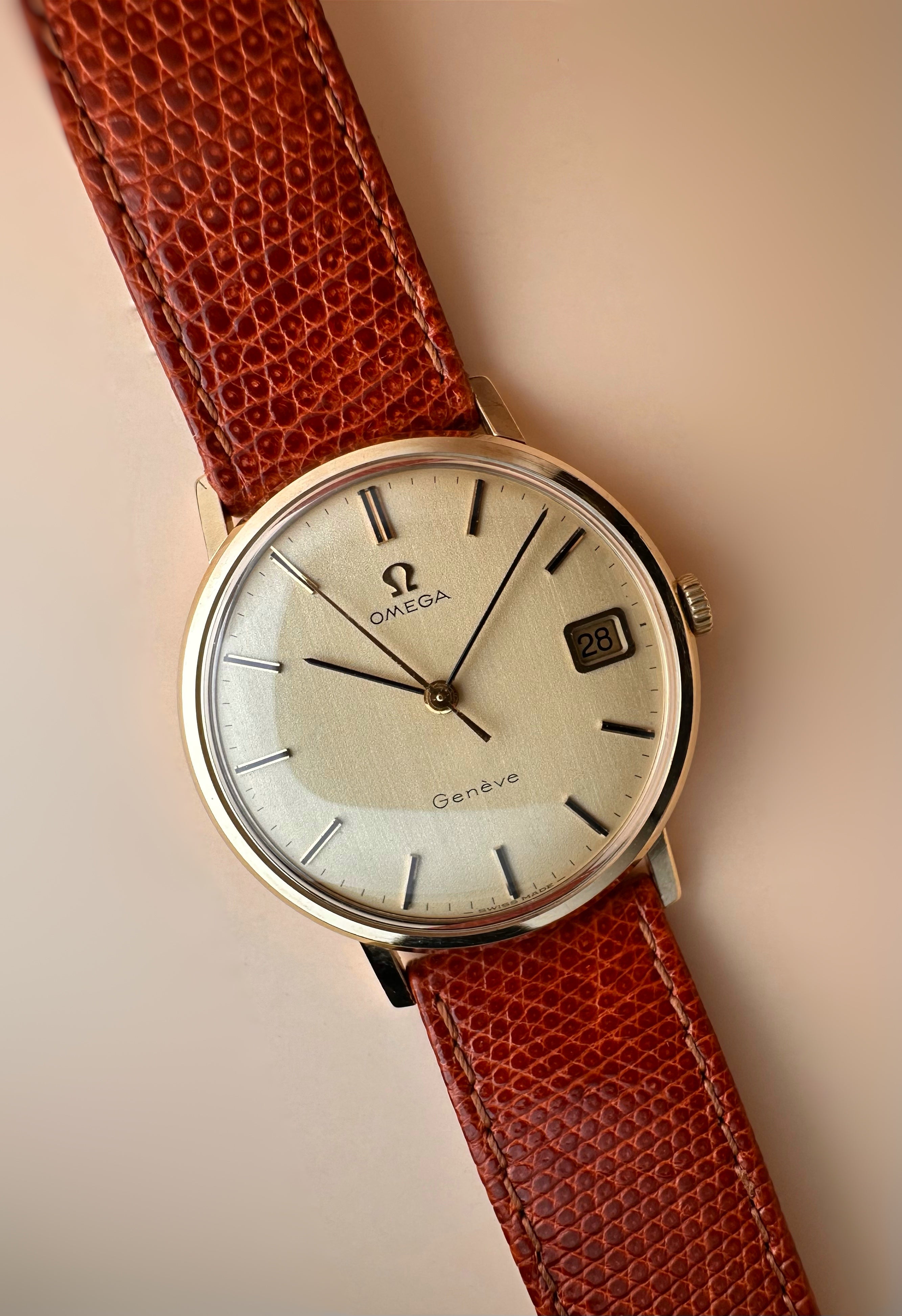 Gents Omega Genève Date Solid 9ct Yellow Gold Case REF:131.5016 Manual Wind With Date Shackman & Sons English Case