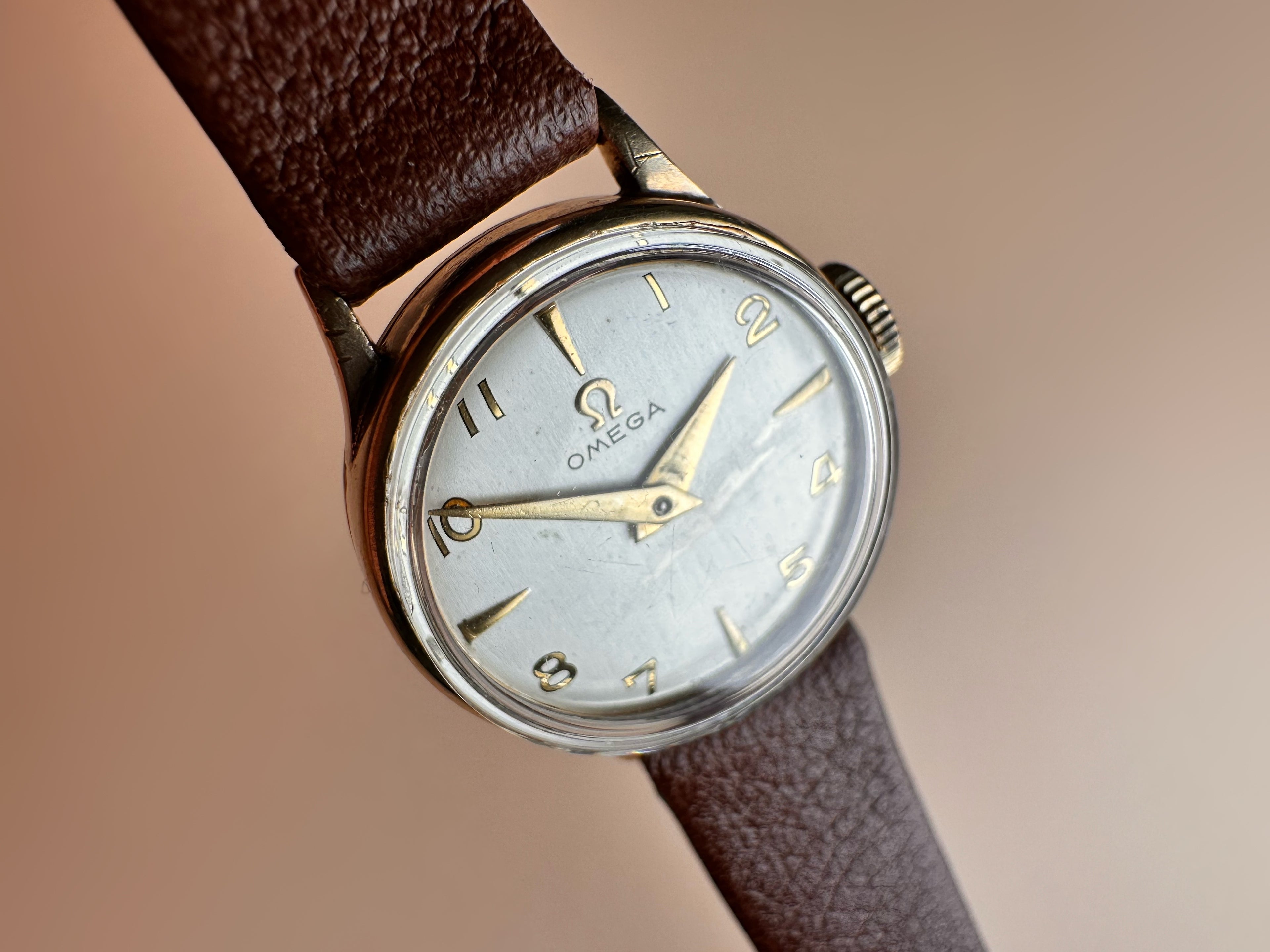 Lovely Ladies Solid 9ct Yellow Gold Dennison Case Omega Manual Wind Dress Watch  60s