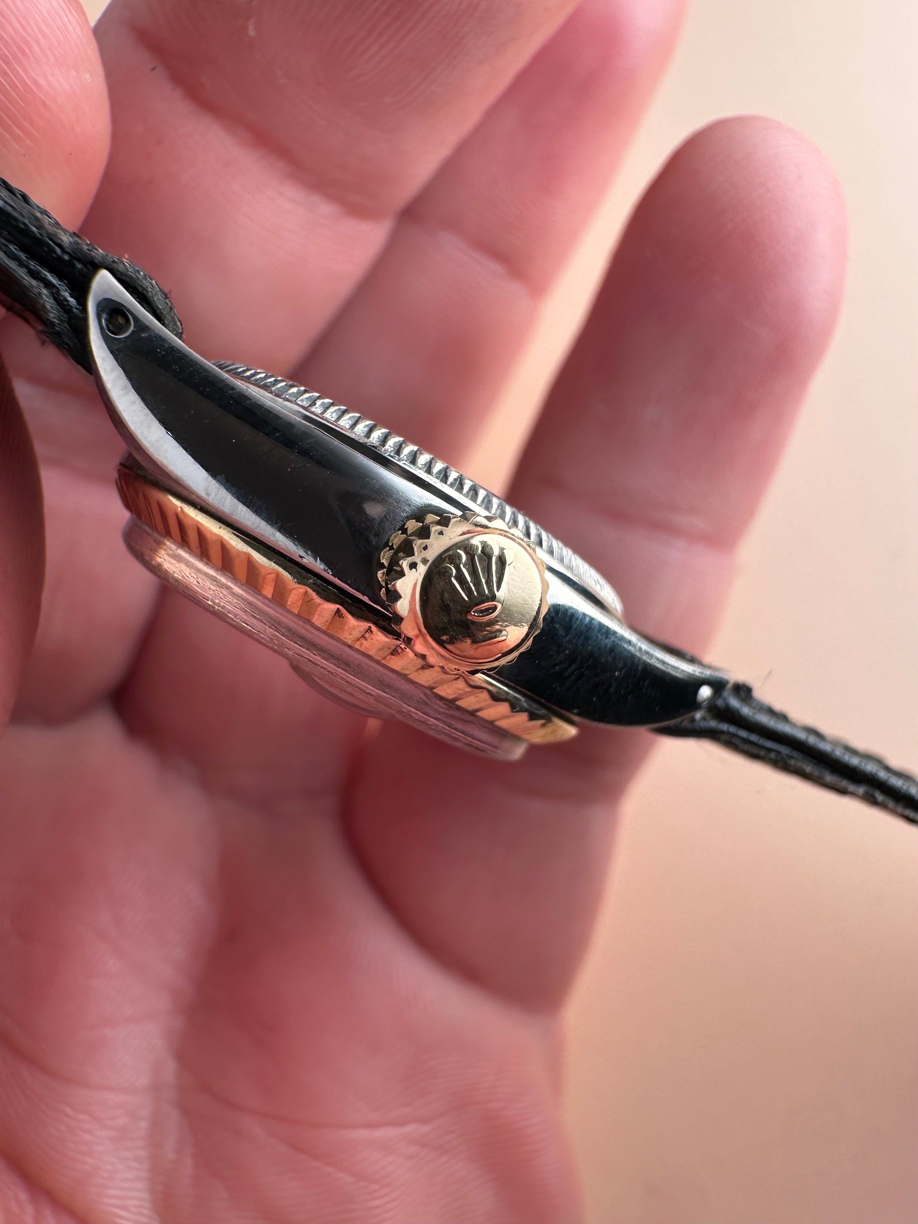 Ladies Mid 80s Tudor\Rolex Princess Automatic Oysterdate Solid 18ct Fluted Yellow Gold Bezel Ref: 92413 Quick Set