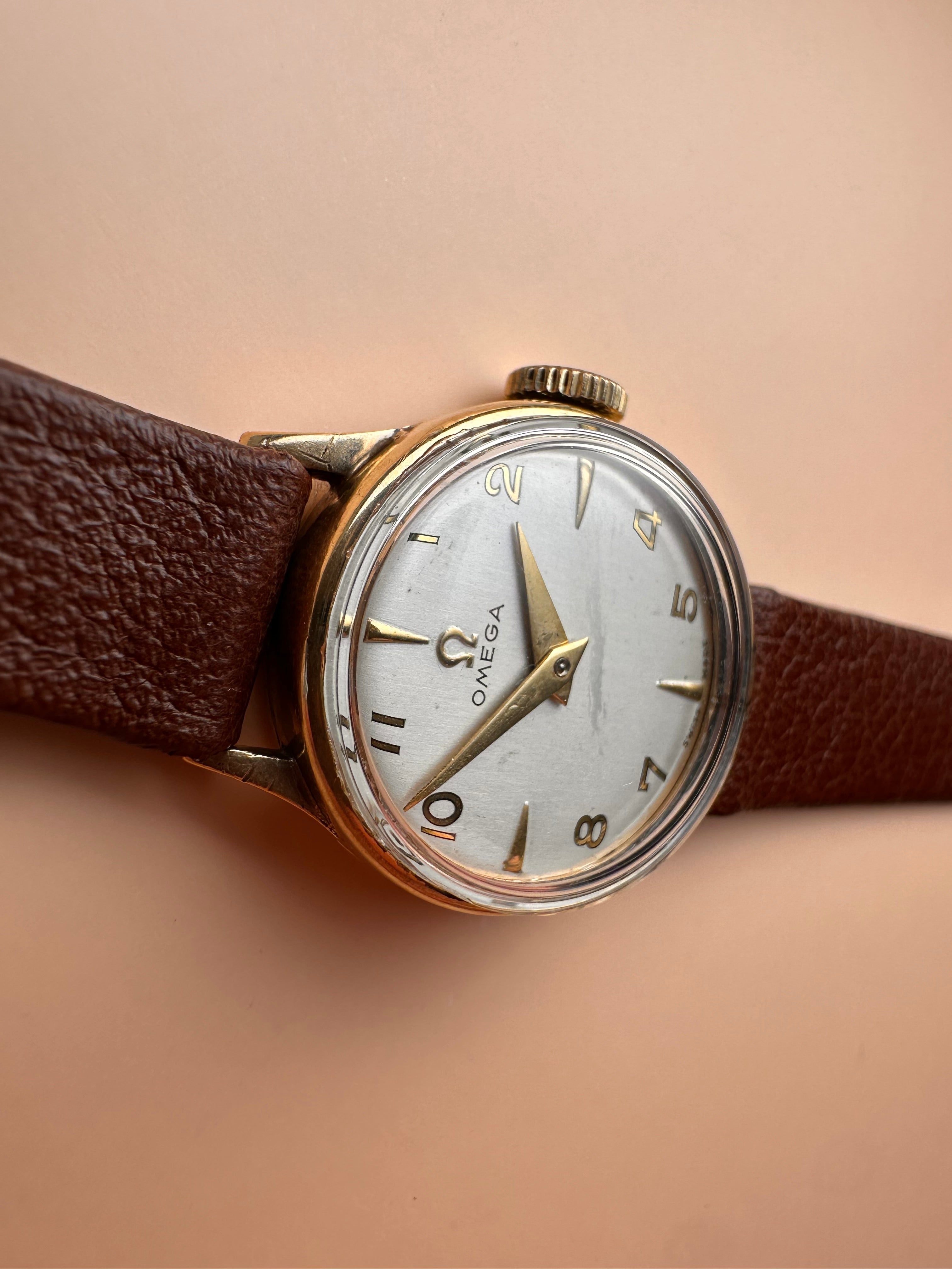 Lovely Ladies Solid 9ct Yellow Gold Dennison Case Omega Manual Wind Dress Watch  60s