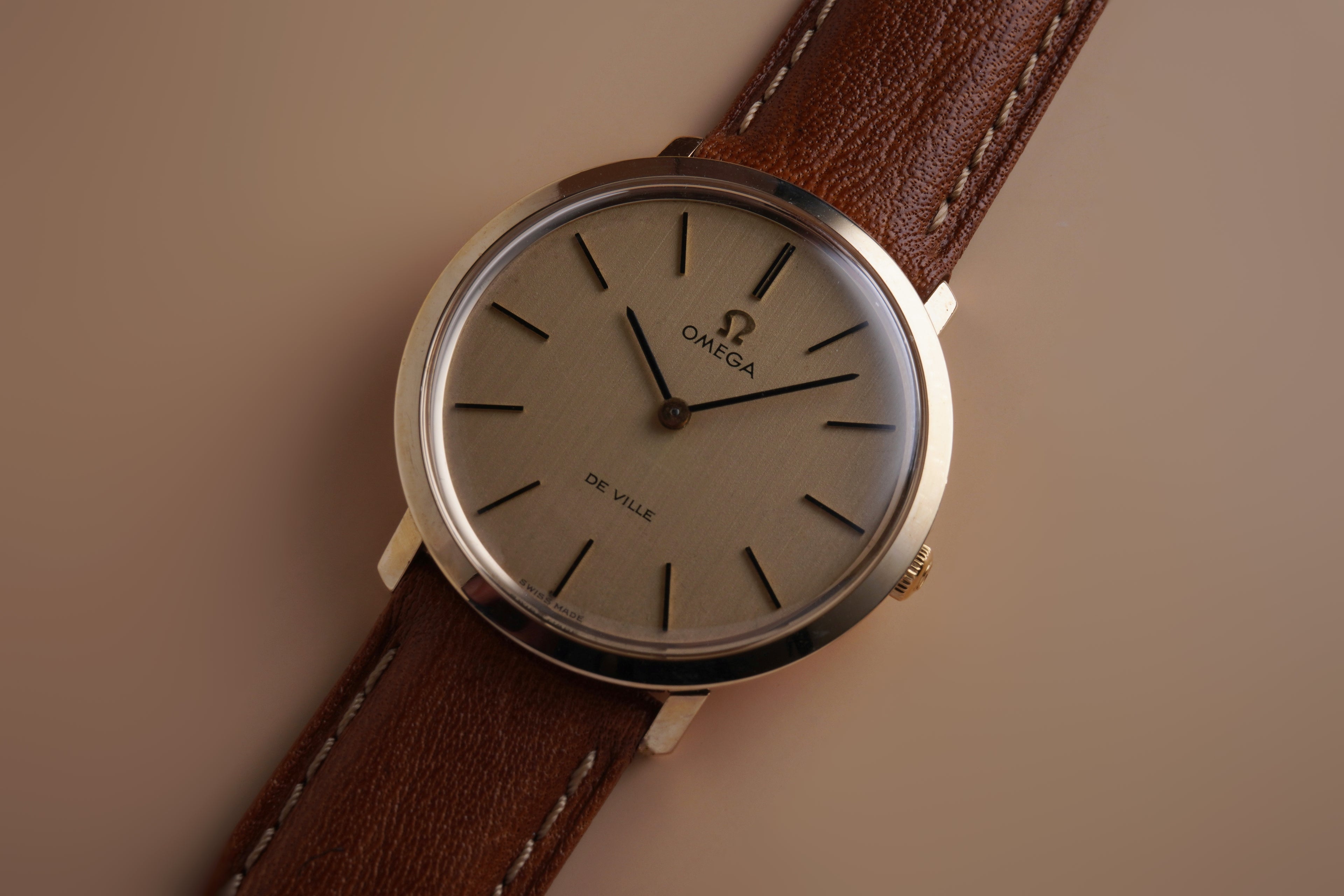 Omega De Ville Linen Dial 9ct Yellow Gold