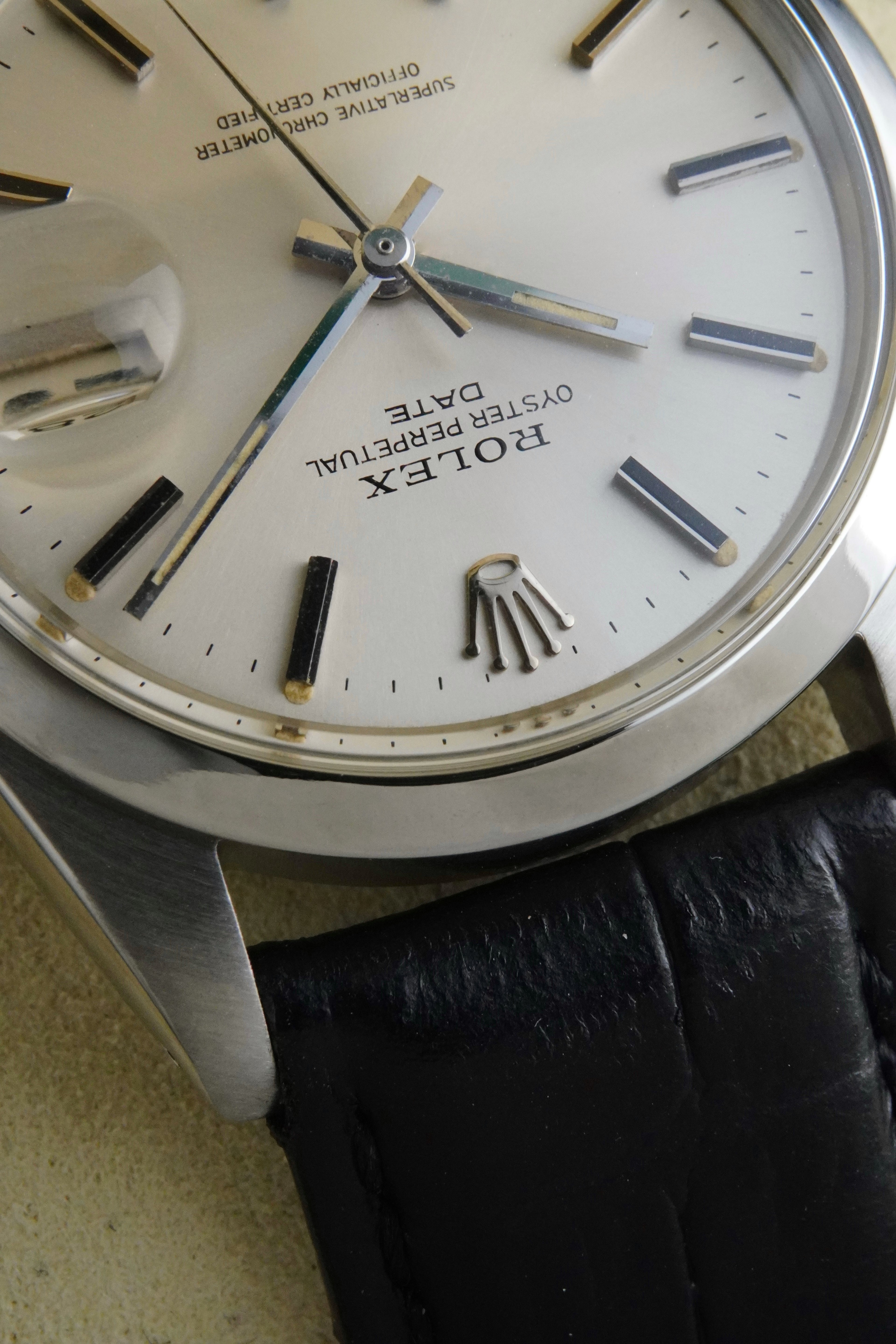 1969  Rolex Ref: 1500 Oyster Perpetual Date Superlative Chronometer Officially Certified 34mm Stainless Steel