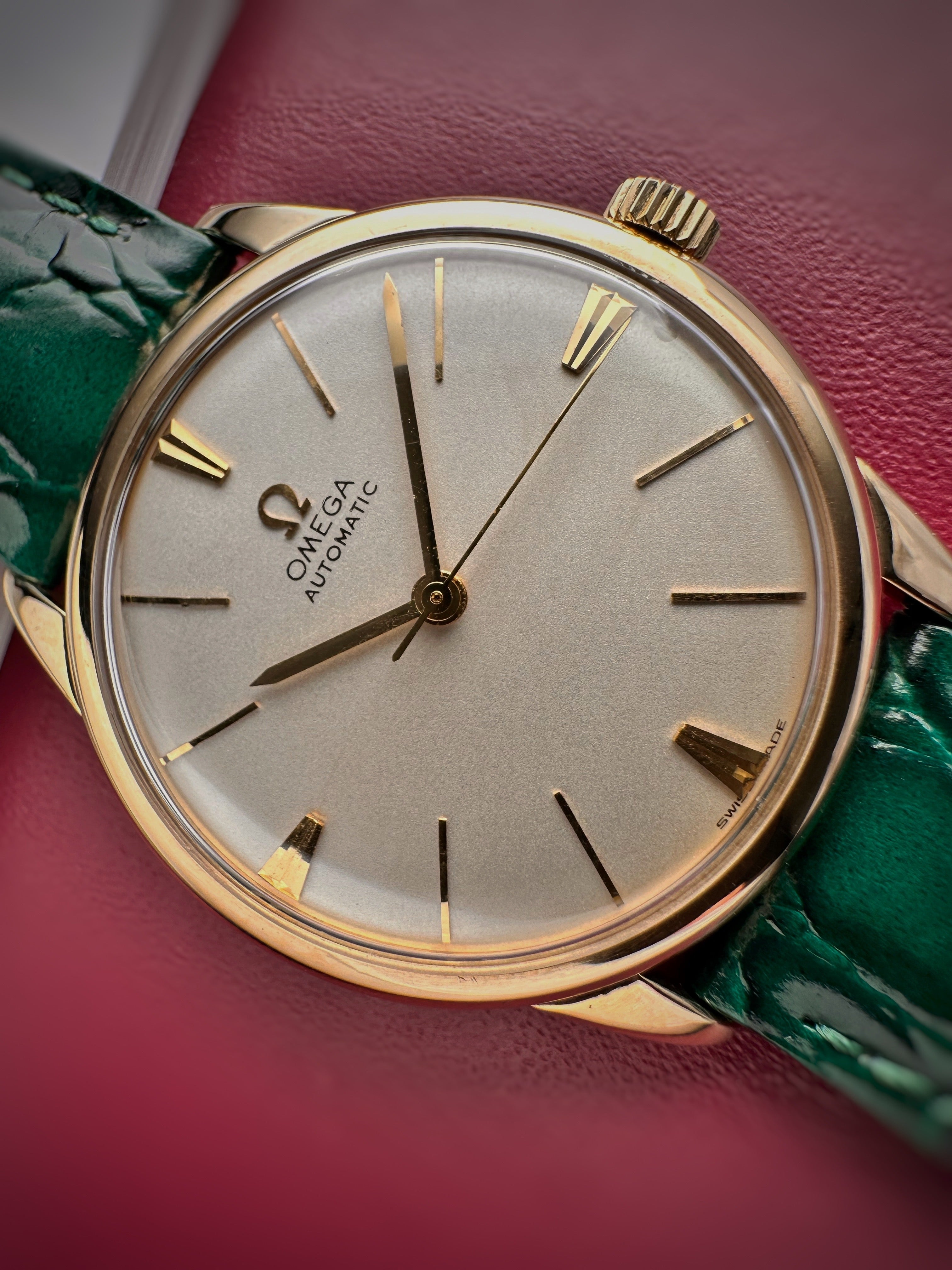 1969 Vintage 9ct Solid Gold Omega Automatic Gents Watch – Rare Chevron-Style Faceted Markers – David Shackman Case –