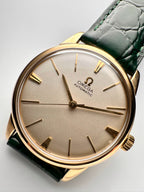 1969 Vintage 9ct Solid Gold Omega Automatic Gents Watch – Rare Chevron-Style Faceted Markers – David Shackman Case –