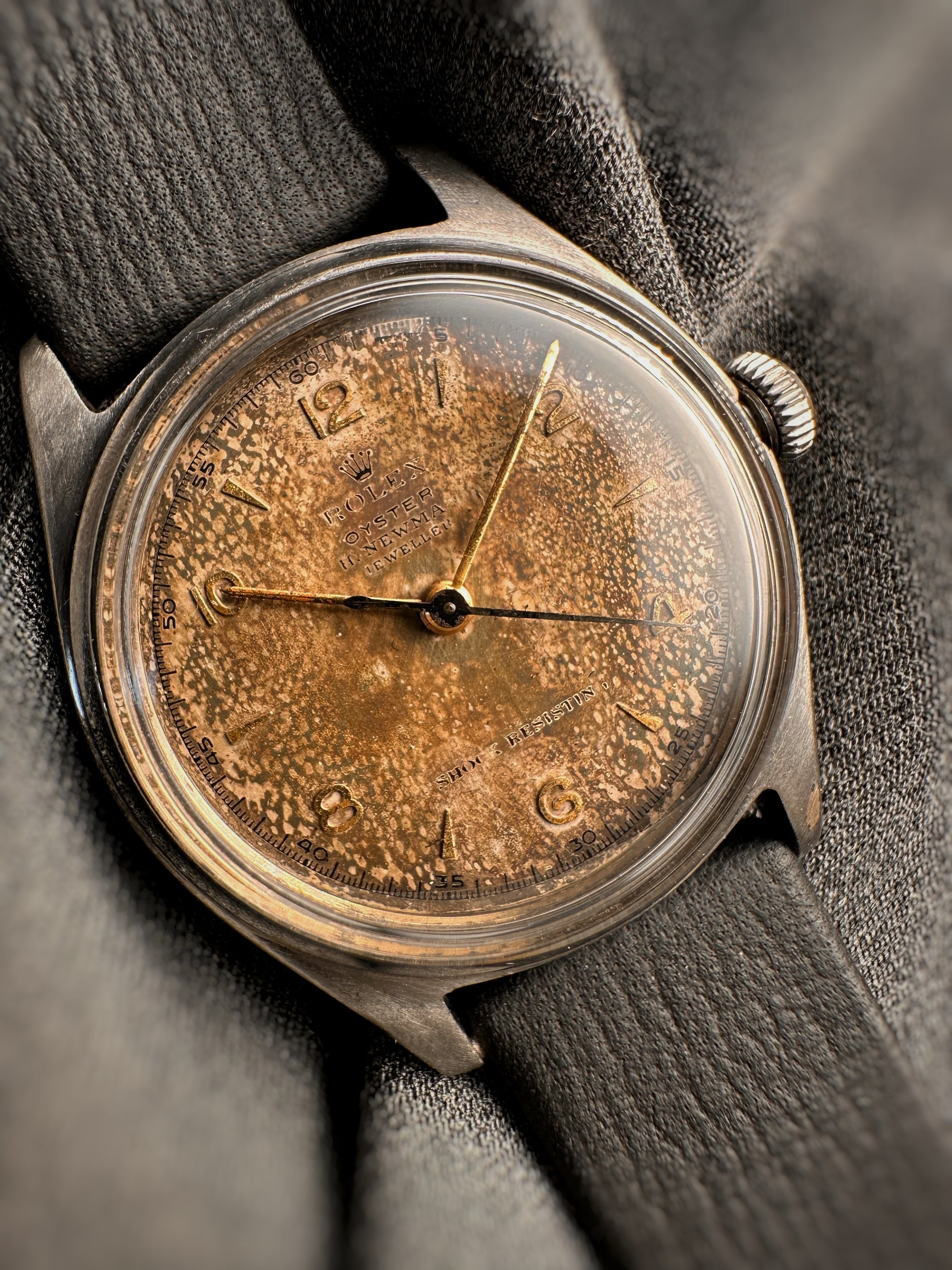 Double Signed Extremely Rare Rolex Oyster Ref:4444 Tropical Dial Retailed By “H. Newman, Australian Jeweller” POA Dated 1958