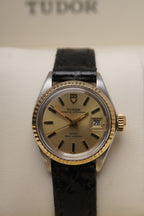 Ladies Mid 80s Tudor\Rolex Princess Automatic Oysterdate Solid 18ct Fluted Yellow Gold Bezel Ref: 92413 Quick Set