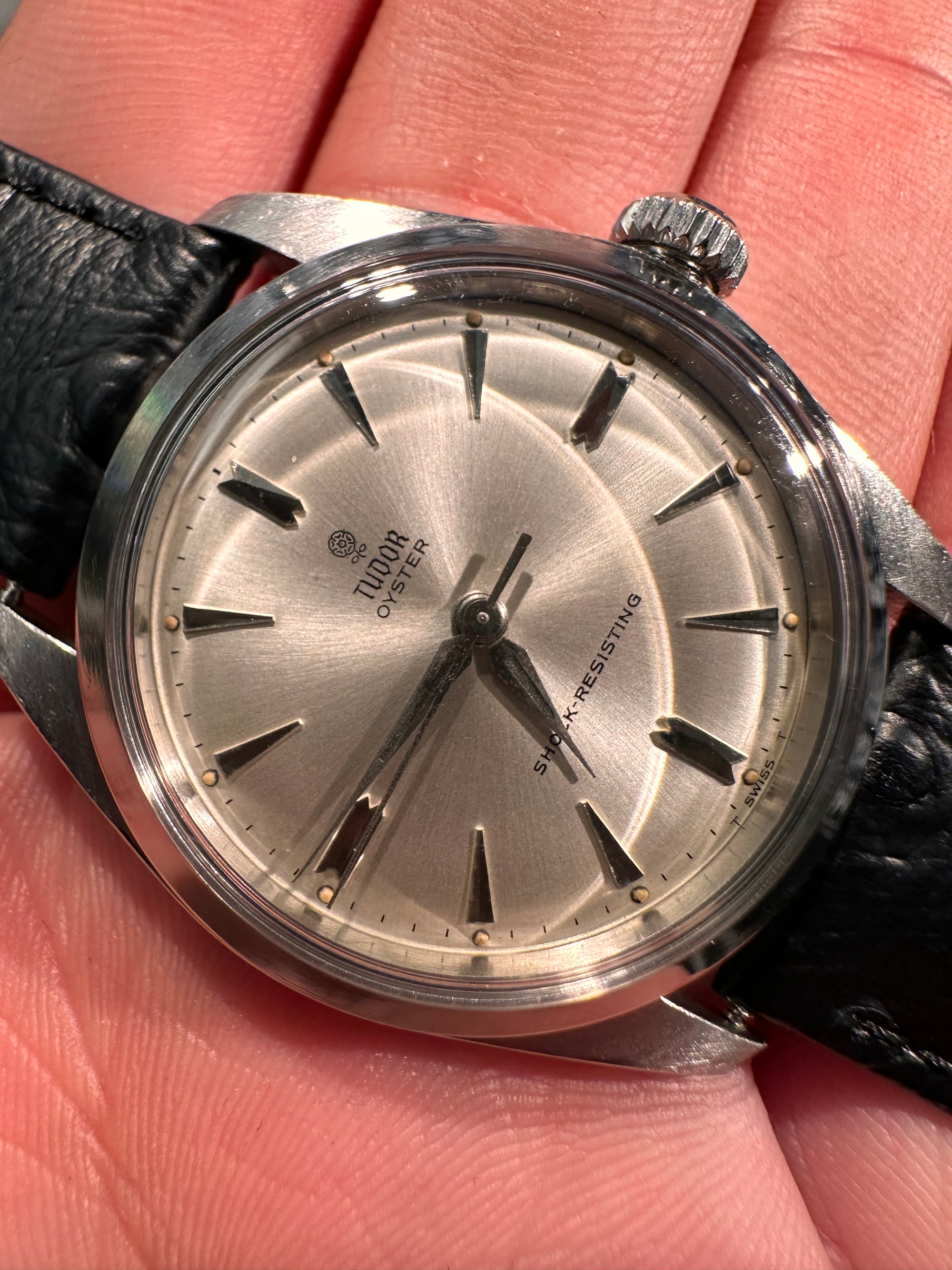 Marvellous Gents Tudor/Rolex Oyster Ref:7934 1960s Silver Sunburst Dial In Mint Condition