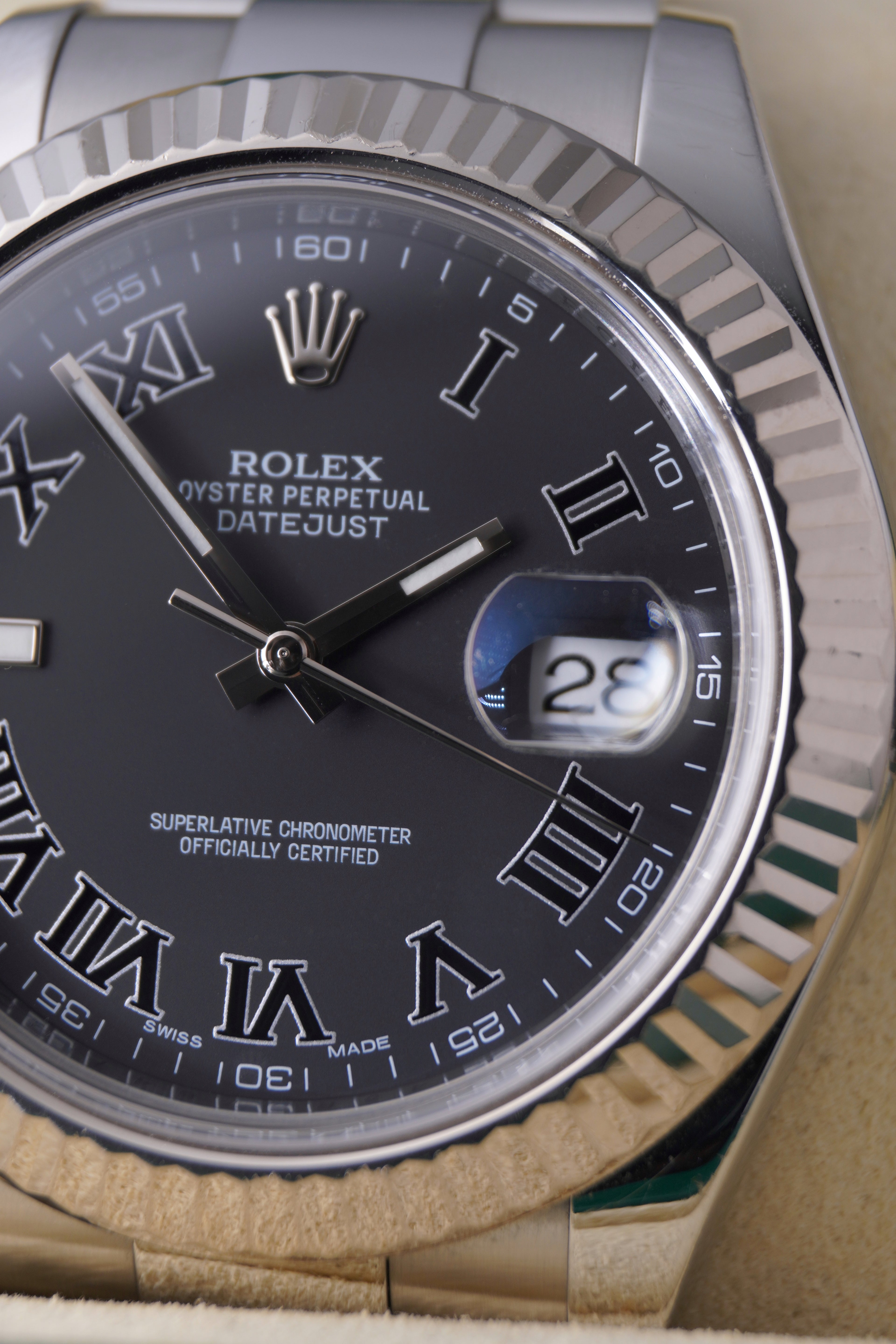 Rolex Datejust 116334 Box And Papers  2013 Black Dial with White Roman Numerals