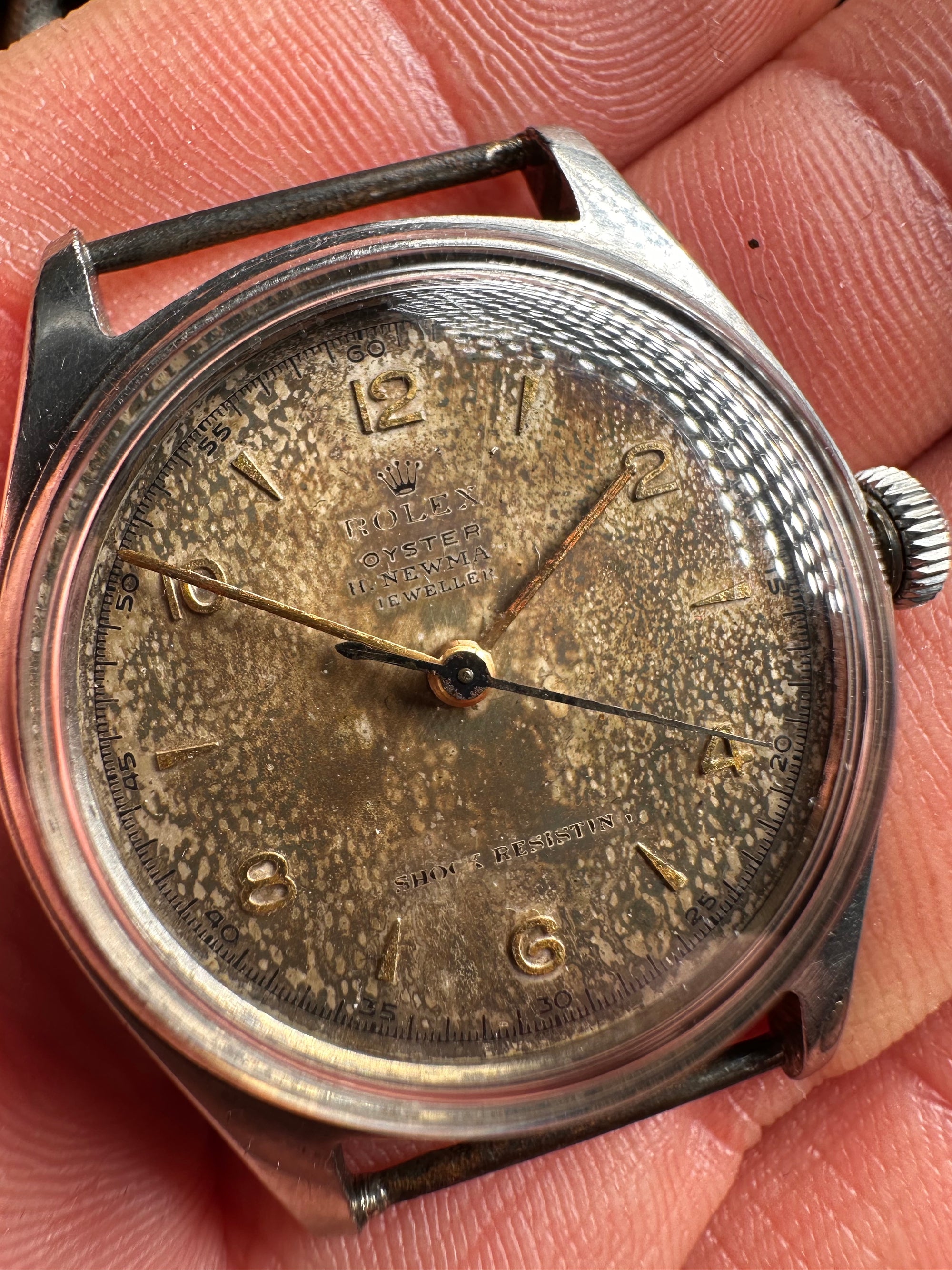 Double Signed Extremely Rare Rolex Oyster Ref:4444 Tropical Dial Retailed By “H. Newman, Australian Jeweller” POA Dated 1958