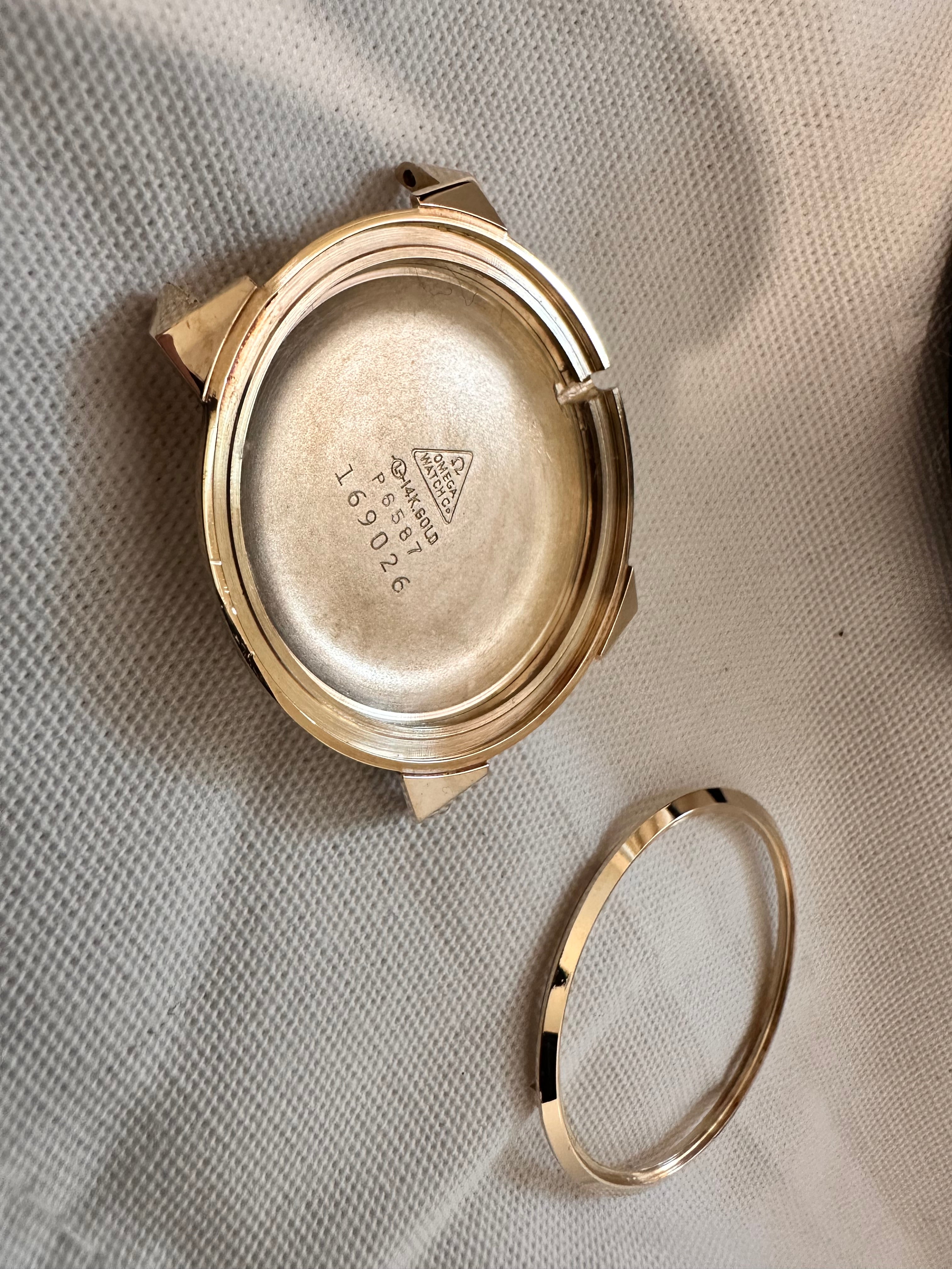 Extremely Rare Solid  14K Gold Yellow Gold Vintage Omega gent’s Dress Watch | Ref. P 6587 | Caliber 600 Manual Wind | 1960s | Triangle Lugs (US Market)