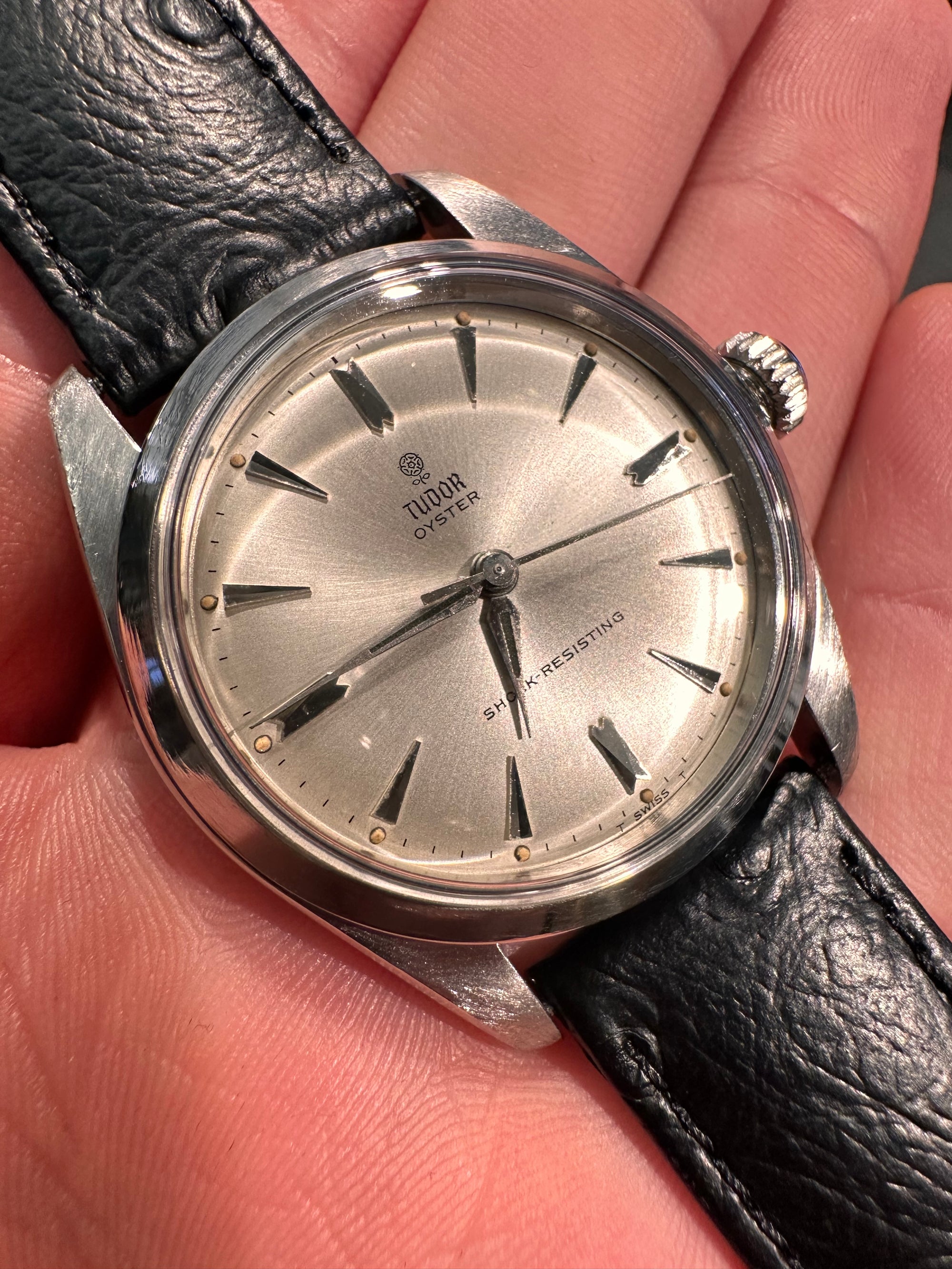 Marvellous Gents Tudor/Rolex Oyster Ref:7934 1960s Silver Sunburst Dial In Mint Condition