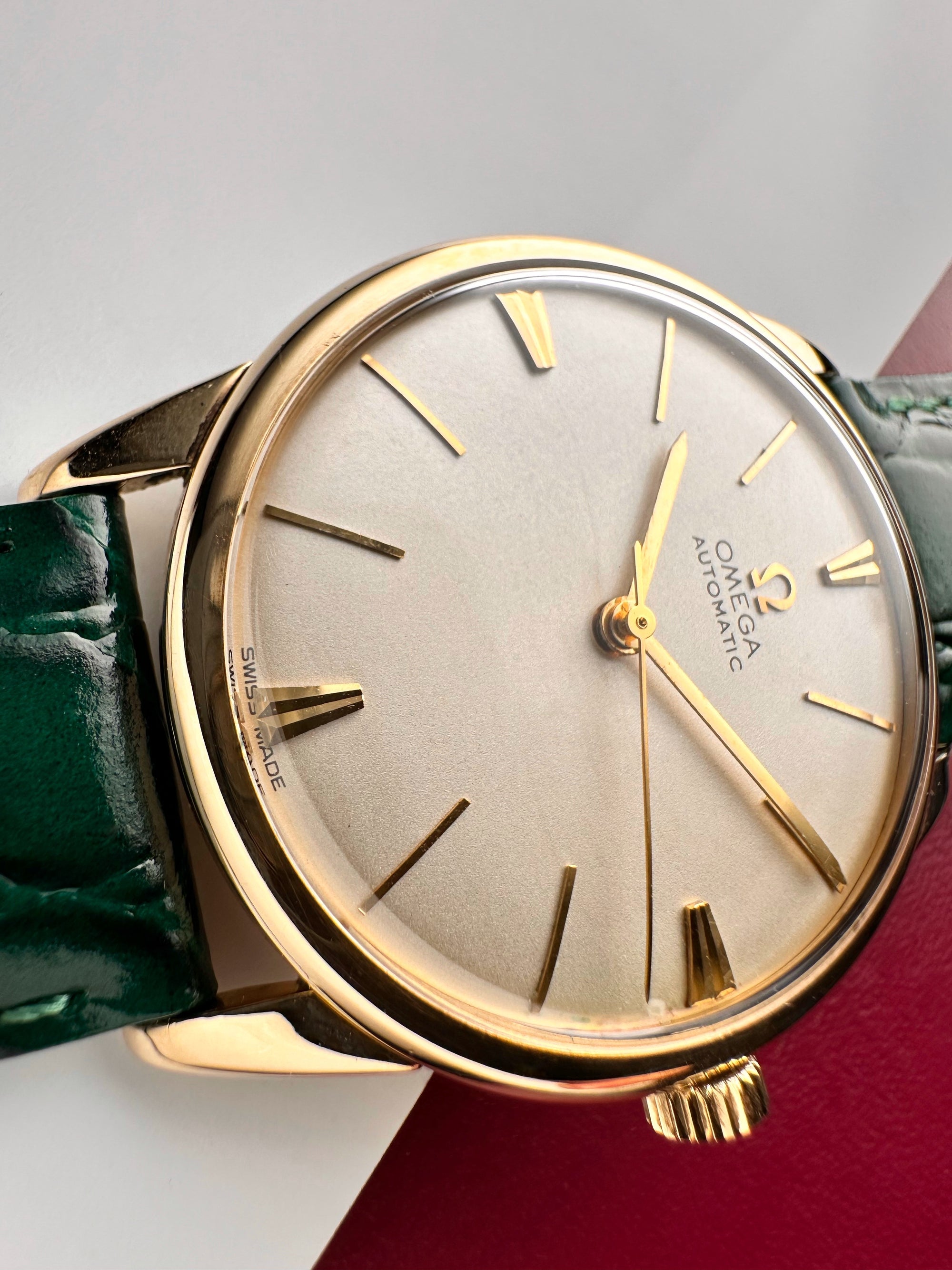 1969 Vintage 9ct Solid Gold Omega Automatic Gents Watch – Rare Chevron-Style Faceted Markers – David Shackman Case –