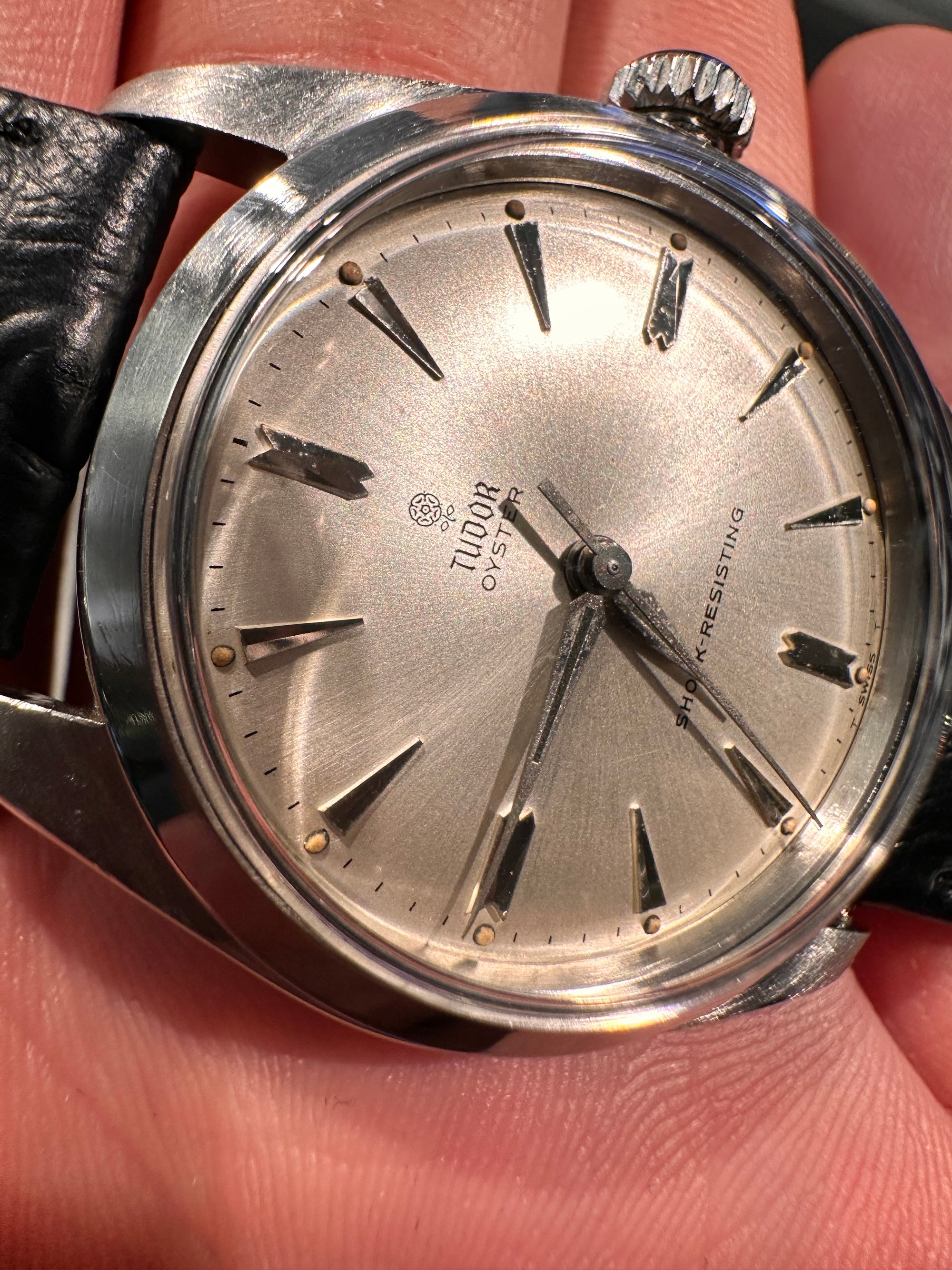 Marvellous Gents Tudor/Rolex Oyster Ref:7934 1960s Silver Sunburst Dial In Mint Condition