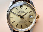 Mid 80s Tudor/Rolex Gents Prince Oysterdate Champagne Dial REF:75203 18ct Fluted Yellow Gold Bezel 34mm