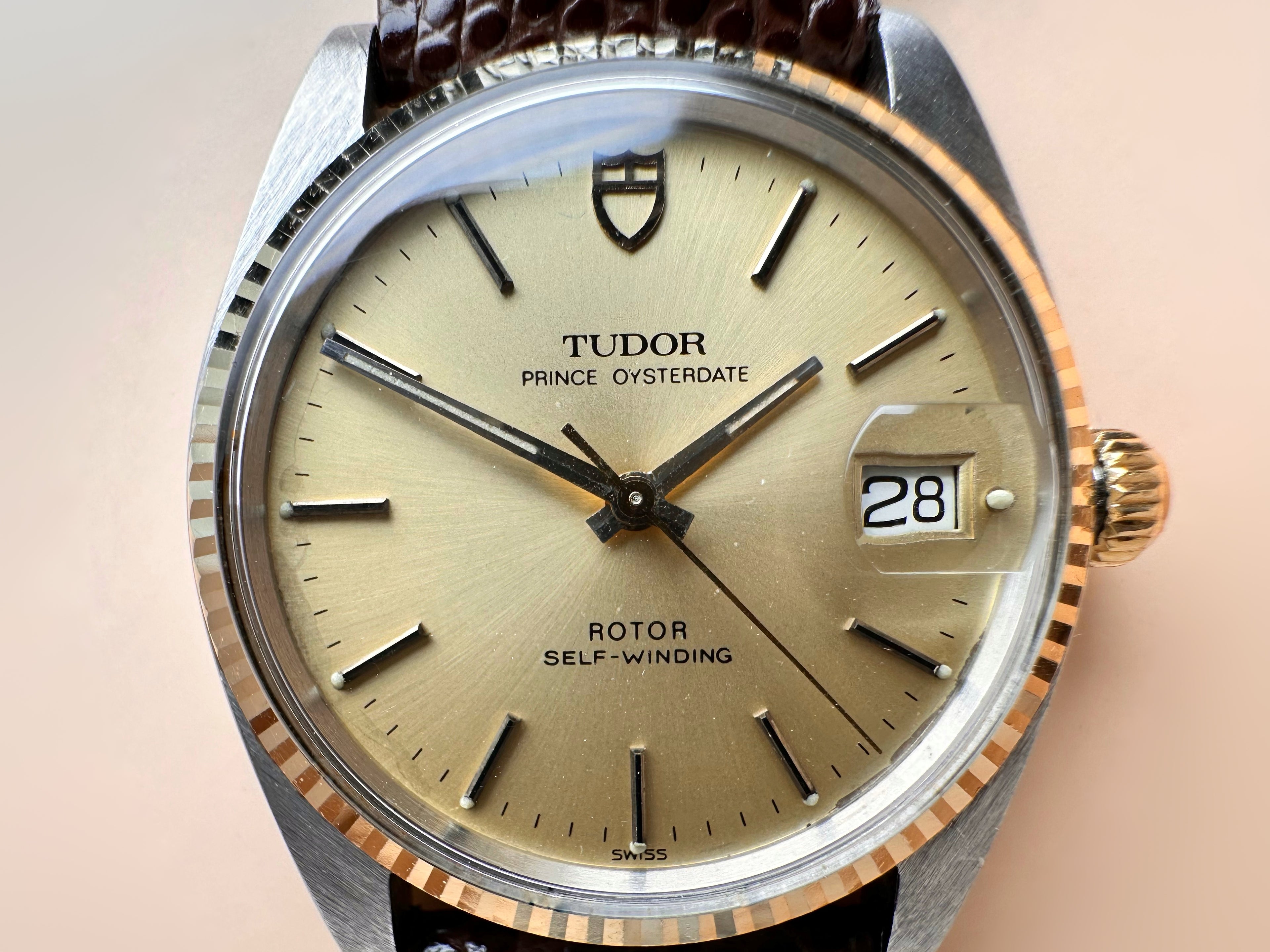 Mid 80s Tudor/Rolex Gents Prince Oysterdate Champagne Dial REF:75203 18ct Fluted Yellow Gold Bezel 34mm