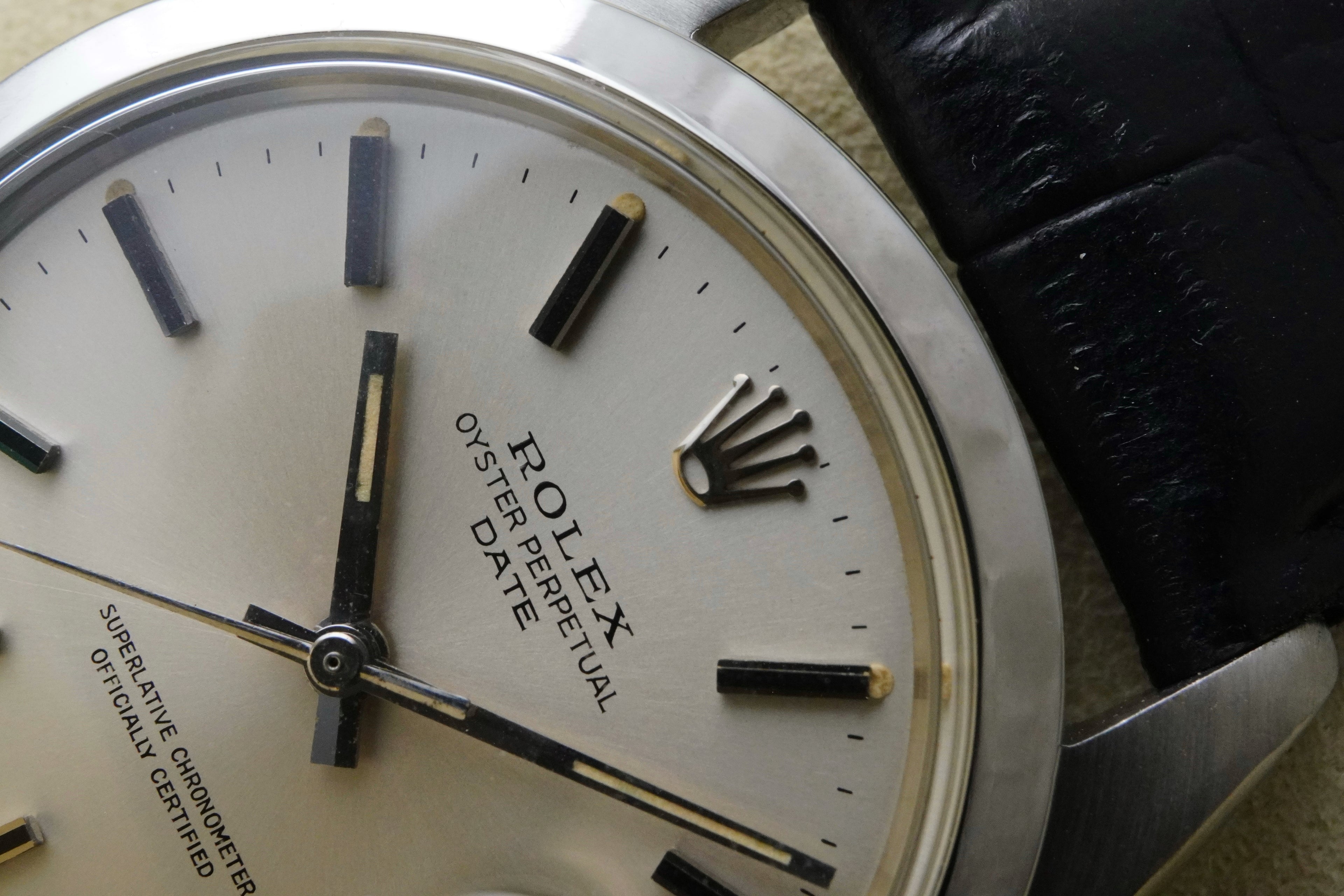 1969  Rolex Ref: 1500 Oyster Perpetual Date Superlative Chronometer Officially Certified 34mm Stainless Steel
