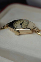 Early 1950s Omega Ladies 9ct Solid Yellow Gold Watch – Dennison Case (M Hallmark), Blue Hands, Arabic Numerals, Calibre 244