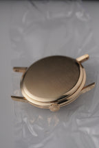 Vintage 9ct Yellow Gold Longines watch with green strap and beige face in Longines Box 