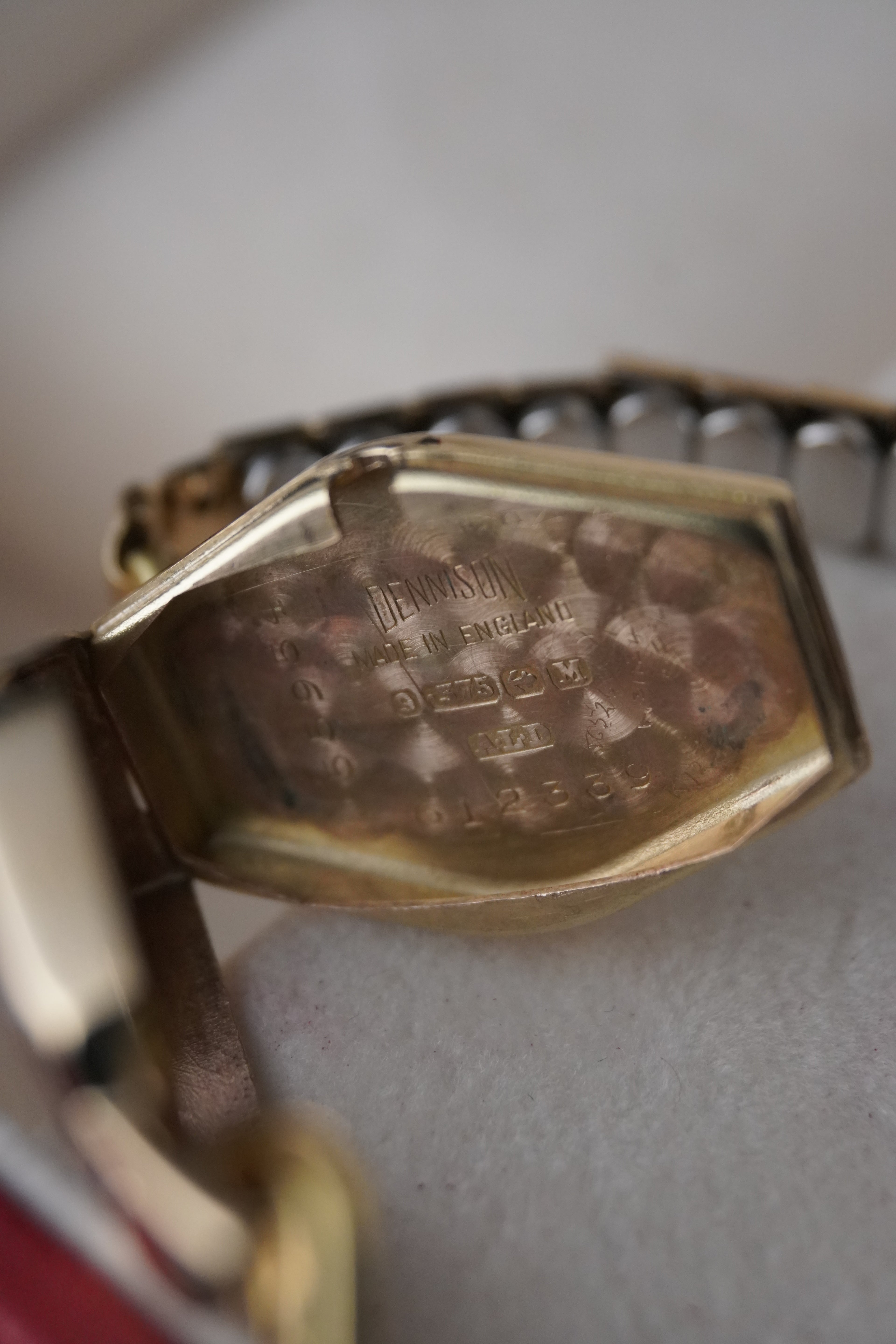 Early 1950s Omega Ladies 9ct Solid Yellow Gold Watch – Dennison Case (M Hallmark), Blue Hands, Arabic Numerals, Calibre 244