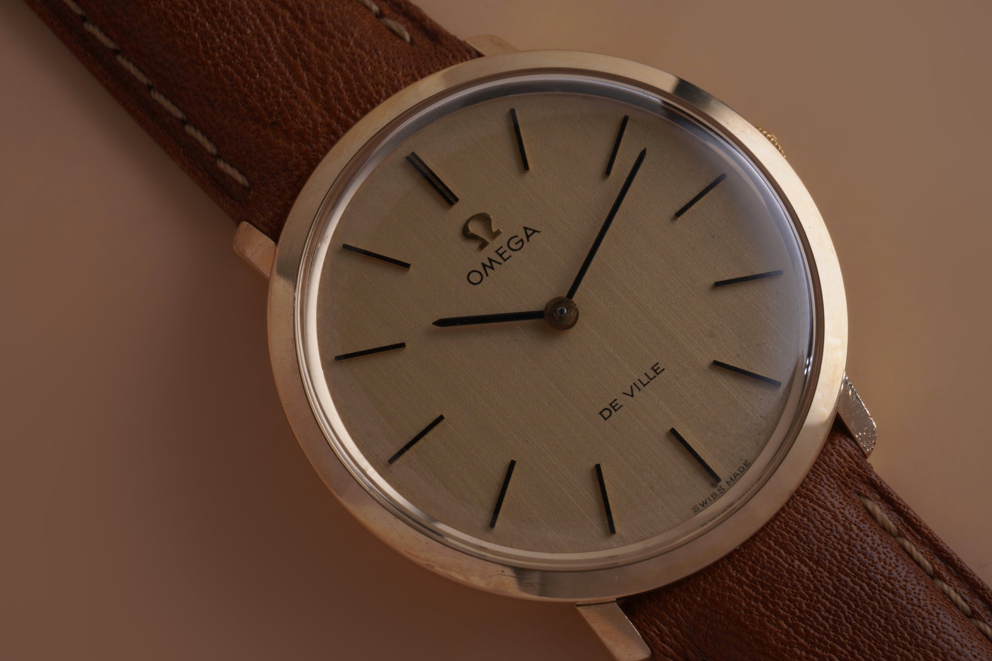Omega De Ville Linen Dial 9ct Yellow Gold 