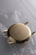 Vintage 9ct Yellow Gold Longines watch with green strap and beige face in Longines Box 