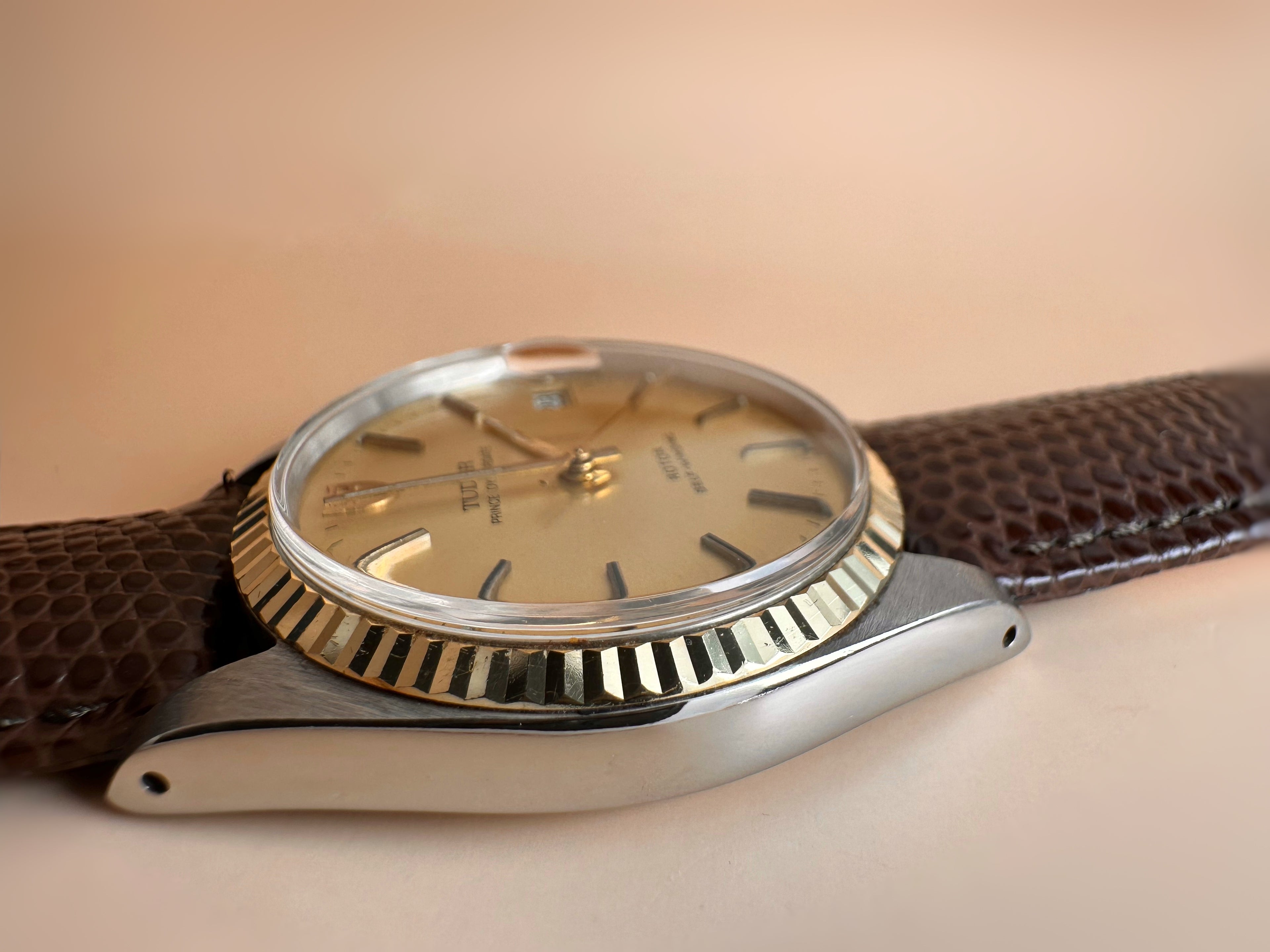 Mid 80s Tudor/Rolex Gents Prince Oysterdate Champagne Dial REF:75203 18ct Fluted Yellow Gold Bezel 34mm