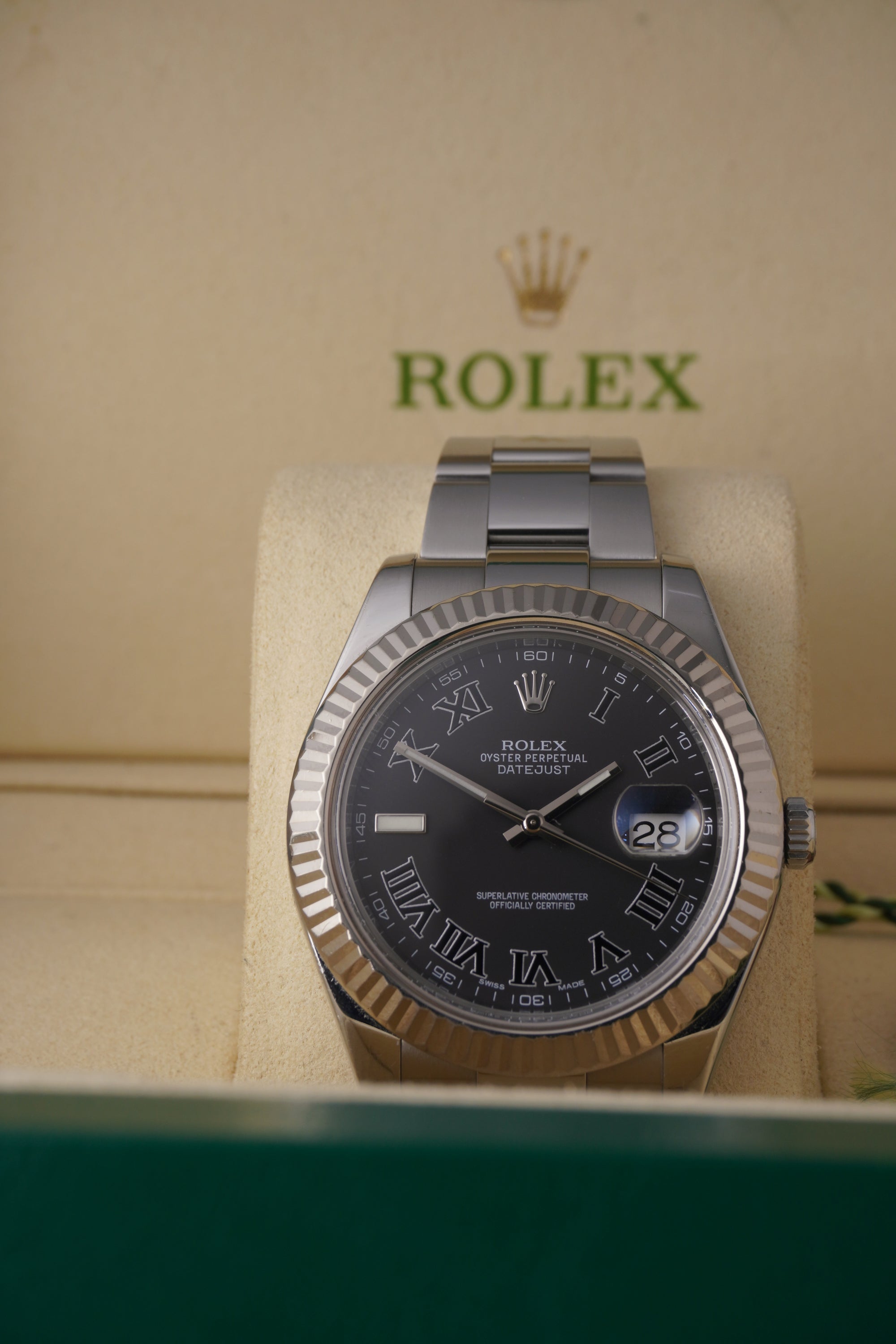 Rolex Datejust 116334 Box And Papers  2013 Black Dial with White Roman Numerals