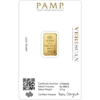 2.5g Gold Bar PAMP Lady Fortuna Minted