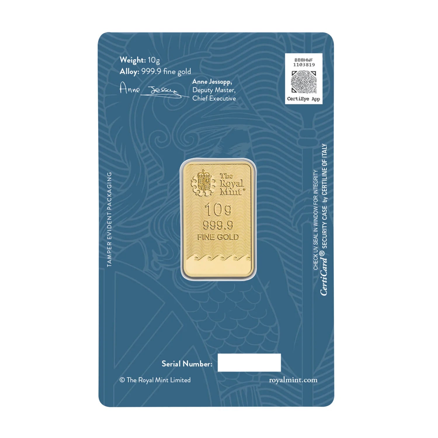 Britannia 10g Gold Bullion Minted Bar Bullion | 999.9 Fine Gold
