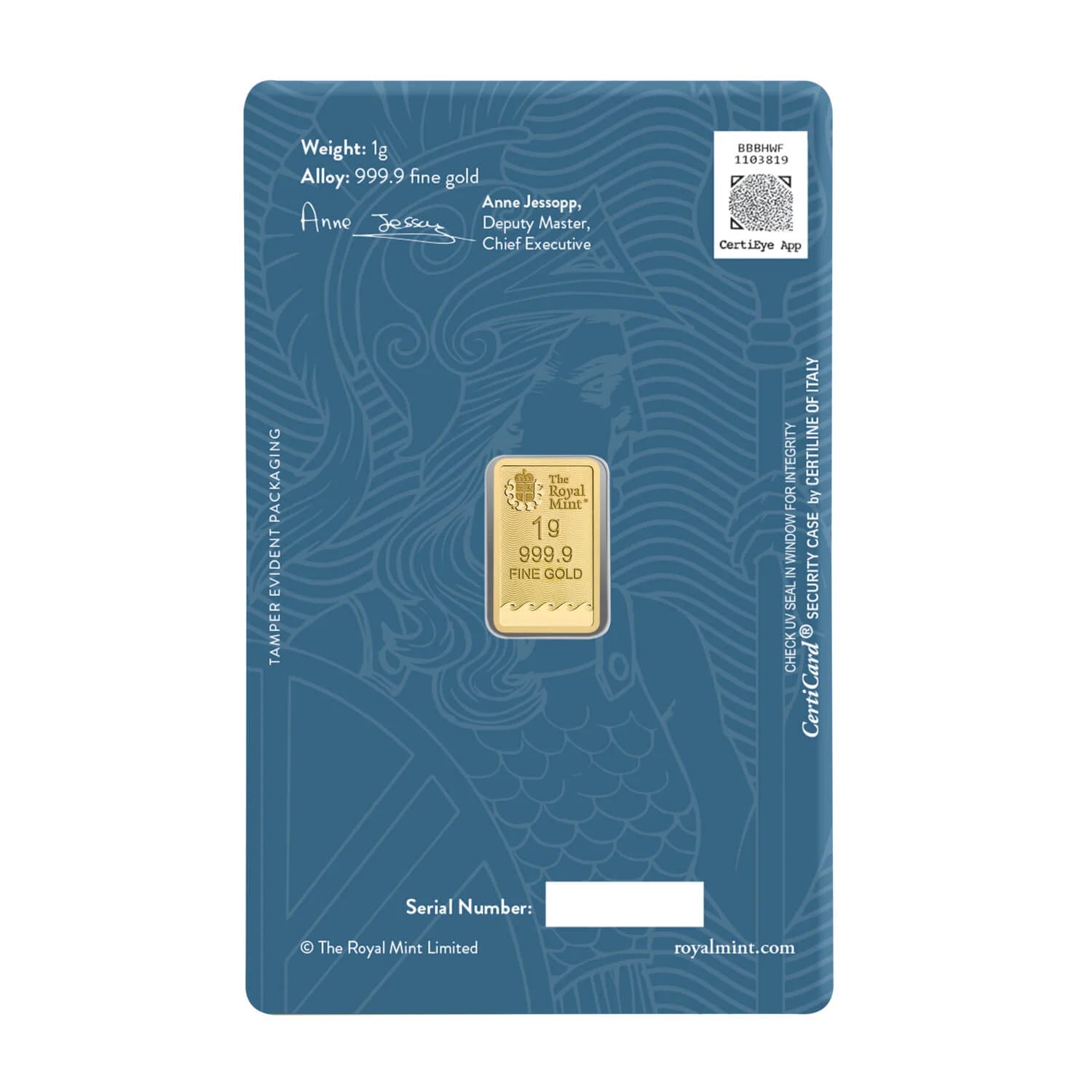 Britannia 1g Gold Bullion Minted Bar